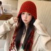 Handmade Fashion Shopping Fringed Warm Bag Hat Women Winter Ear Protection Tied Hat Knitted Wool Hat Tide