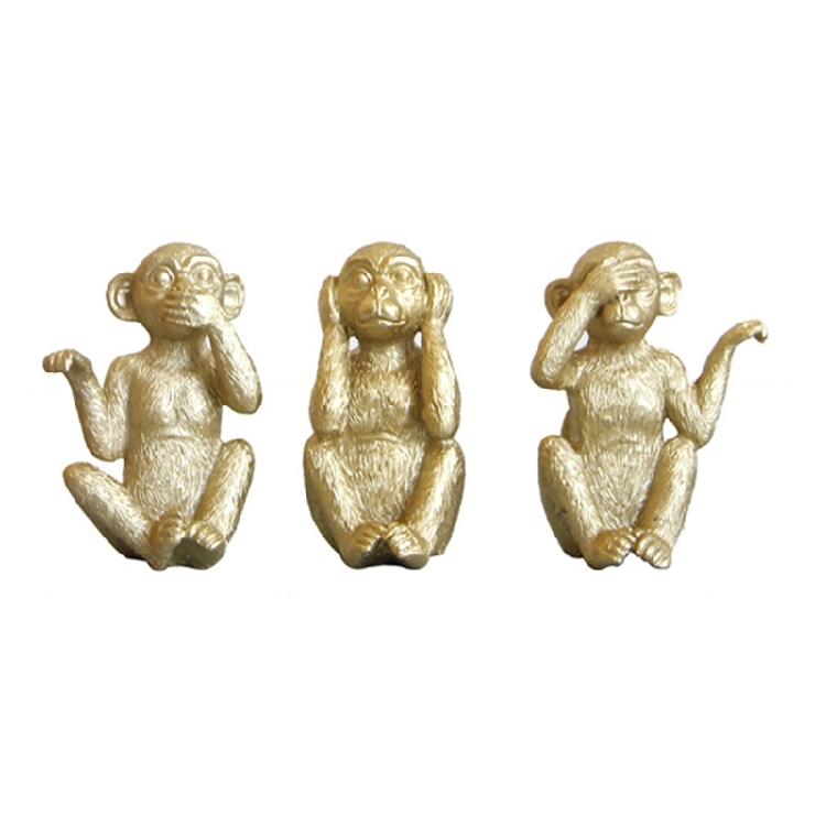 3pcs/set Miniature Monkey Figurines Home Dormitory Dormitory Decoration 1 золотой