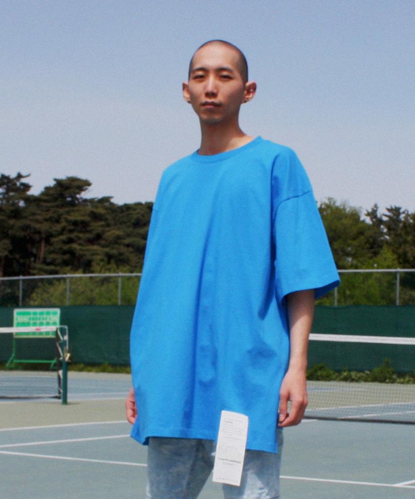 FLASTTIC Oversized Label Box T-Shirt / Blue