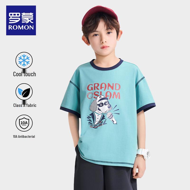 Romon Boy s Cool-Touch Antibacterial Short-Sleeve T-Shirt 160