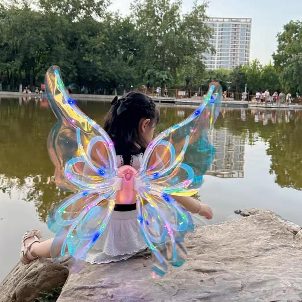 Creative LED Electric Butterfly Wings with Light Music Moving Wings Electric Elf Wings Costume Shimmering Flexibily Luminous Toy