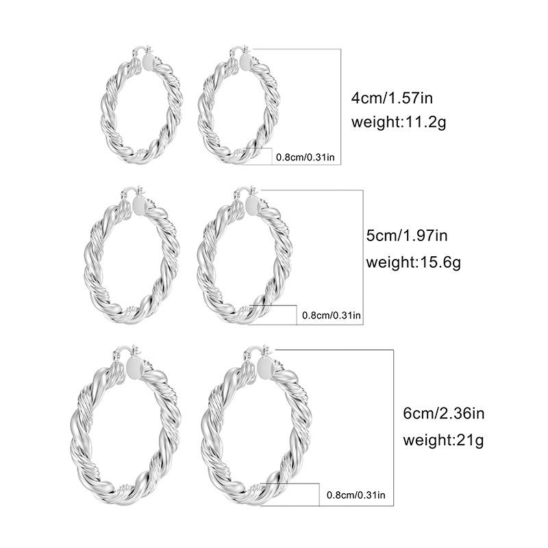 European Chunky Twist Hoop Earrings for Women: Gold or Silver, Fashionable & Versatile Luxury Ear Jewelry