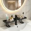 Sink Storage Rack Thickened ABS Waterproof Faucet Storage Organizer Vertical No Drilling Sink Space Saver Rack for Bathroom
