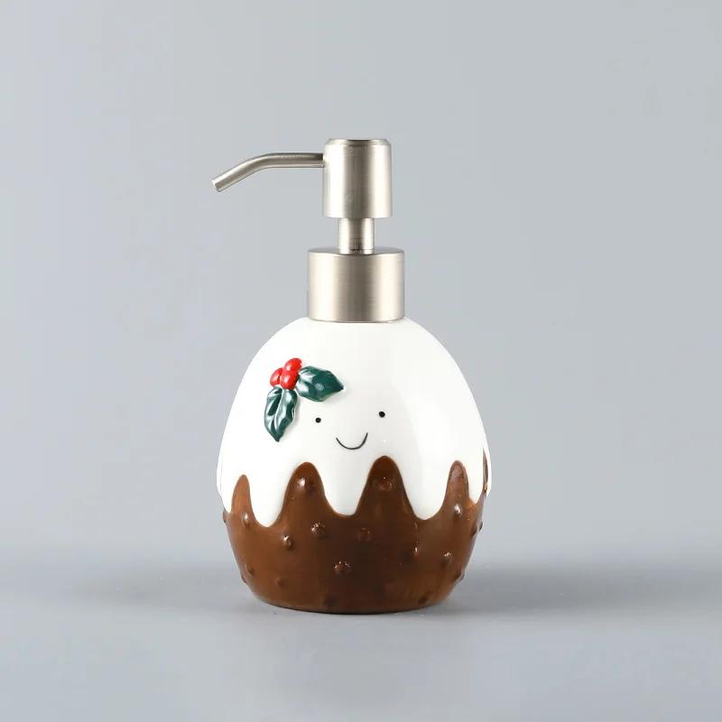 Ceramic lotion bottle Christmas hand lotion creative 3D hand-painted press bottle shampoo shower gel bottle bathroom accessories