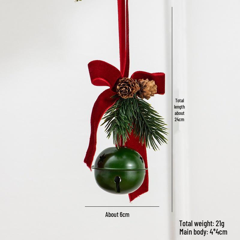 Christmas Red Velvet Bow Bell Pendant Tree Decoration