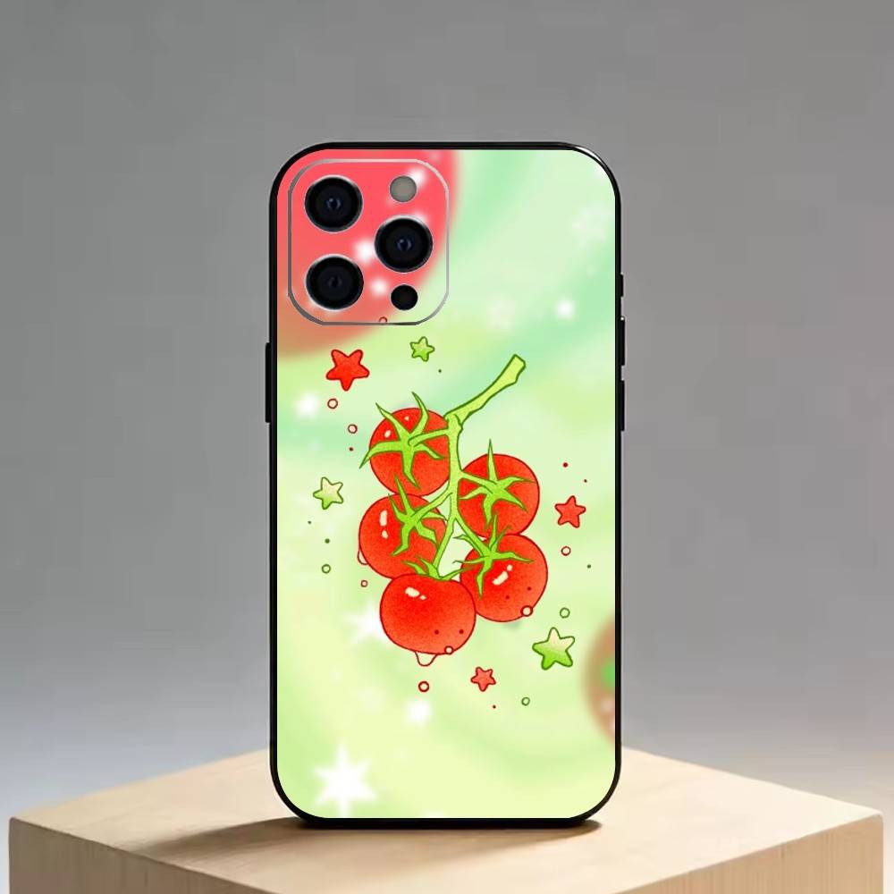 Tomato Cartoon Cute Creative   Phone Case For iPhone 17, 16,15,14,13,12,11 Plus,Pro Max, Others Soft Black Cover