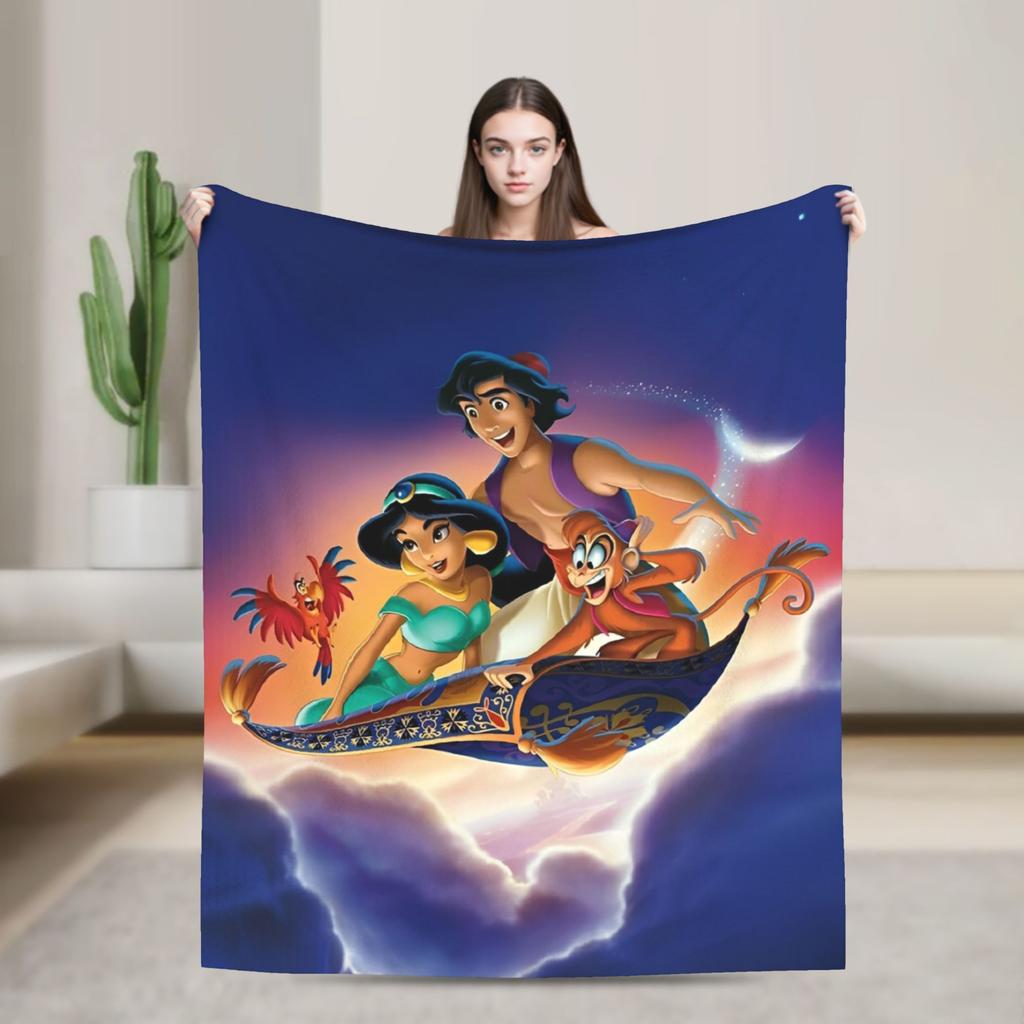 Aladdin Jasmine Cartoon Blanket Warm Fluffy Plush Throw Blanket For Couch Bed Decorative Flannel Bedspread Bed Cover