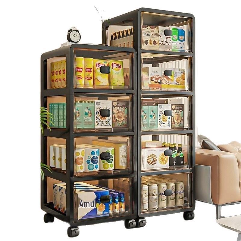Multi-Layer Floor-Standing Storage Cabinet for Living Room: Drawer, Snack, and Clothes Organizer