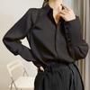 Women's High-End Satin Shirt with French Pointed Collar - Long Sleeve, Stylish Spring/Autumn Top