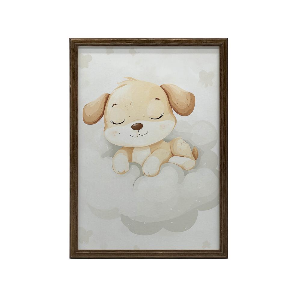 Poster Cute Dog On a Cloud Poster Cute Dog On a Cloud, 50X70 Cm, Black Aluminum Frame, 230 Gsm Matte Paper