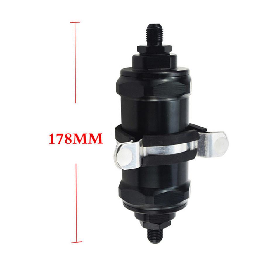 Car Aluminum Inline Fuel Filter E85 Ethanol with 100 Micron Inlet -6 AN / Outlet