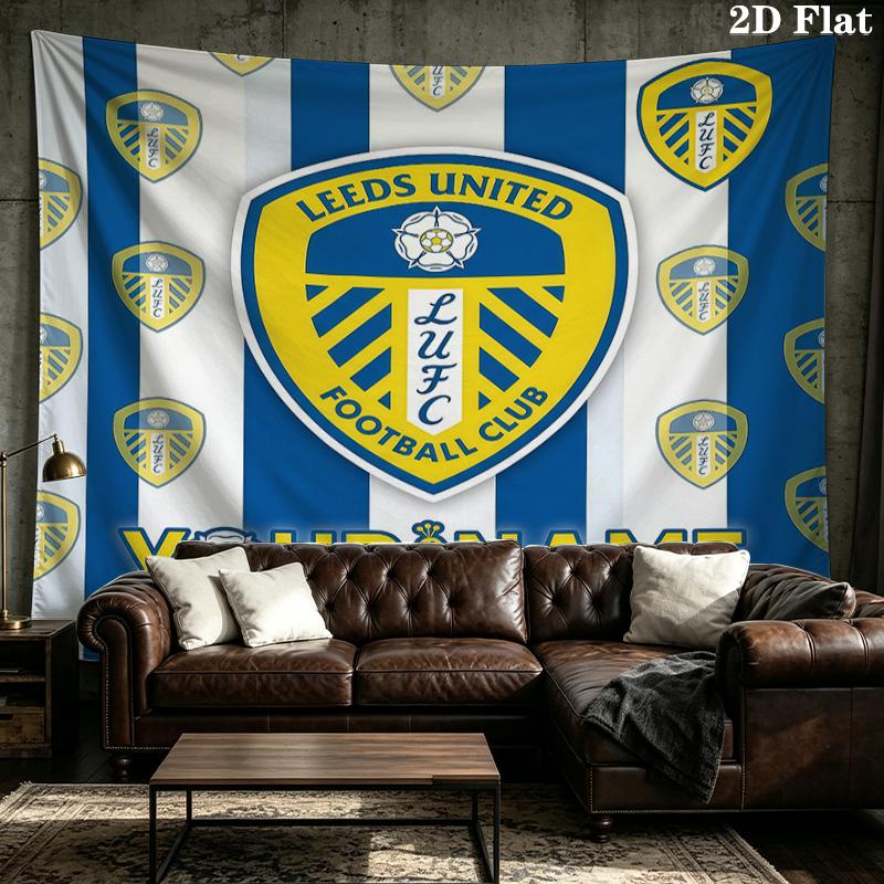 Custom Name Leeds United2 Printed Tapestry – Wall Hanging for Bedrooms, Dorms, and Home Decor