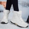 Couple Lace-up Snow Boots Fur-lined Half Boots Plush Cotton Shoes Anti-slip Winter Warm Outdoor Sneakers Wear-resistant