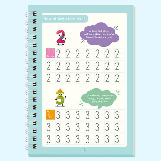 Suddies Trace Grooved Writing Practice Tracetrek Workbook Reusable Grooved Handwriting Workbook Number Letter Tracing Book for Kids Learning
