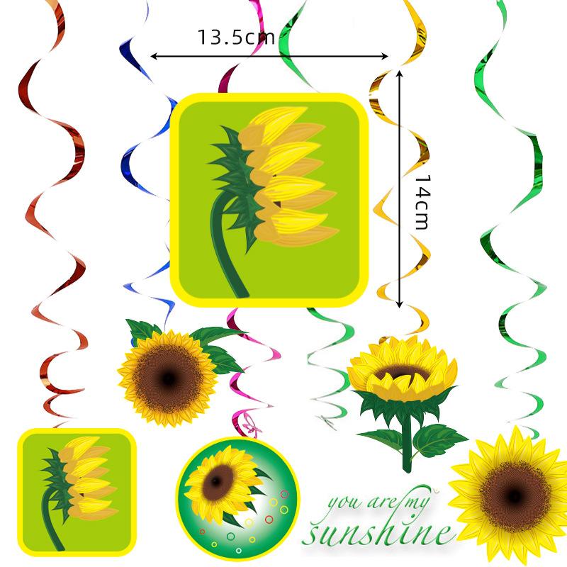 Sunflower Theme Birthday Party Decoration Supplies Set Contains Birthday Banner Cake Insert Card and Latex Balloons