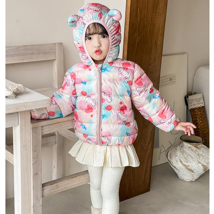 Foreign Style Winter Baby Girl Thickened Short Cotton-padded Jacket Girls' Warm Cotton-padded Clothes Children's Autumn Pink Tie Dye Printing Coats
