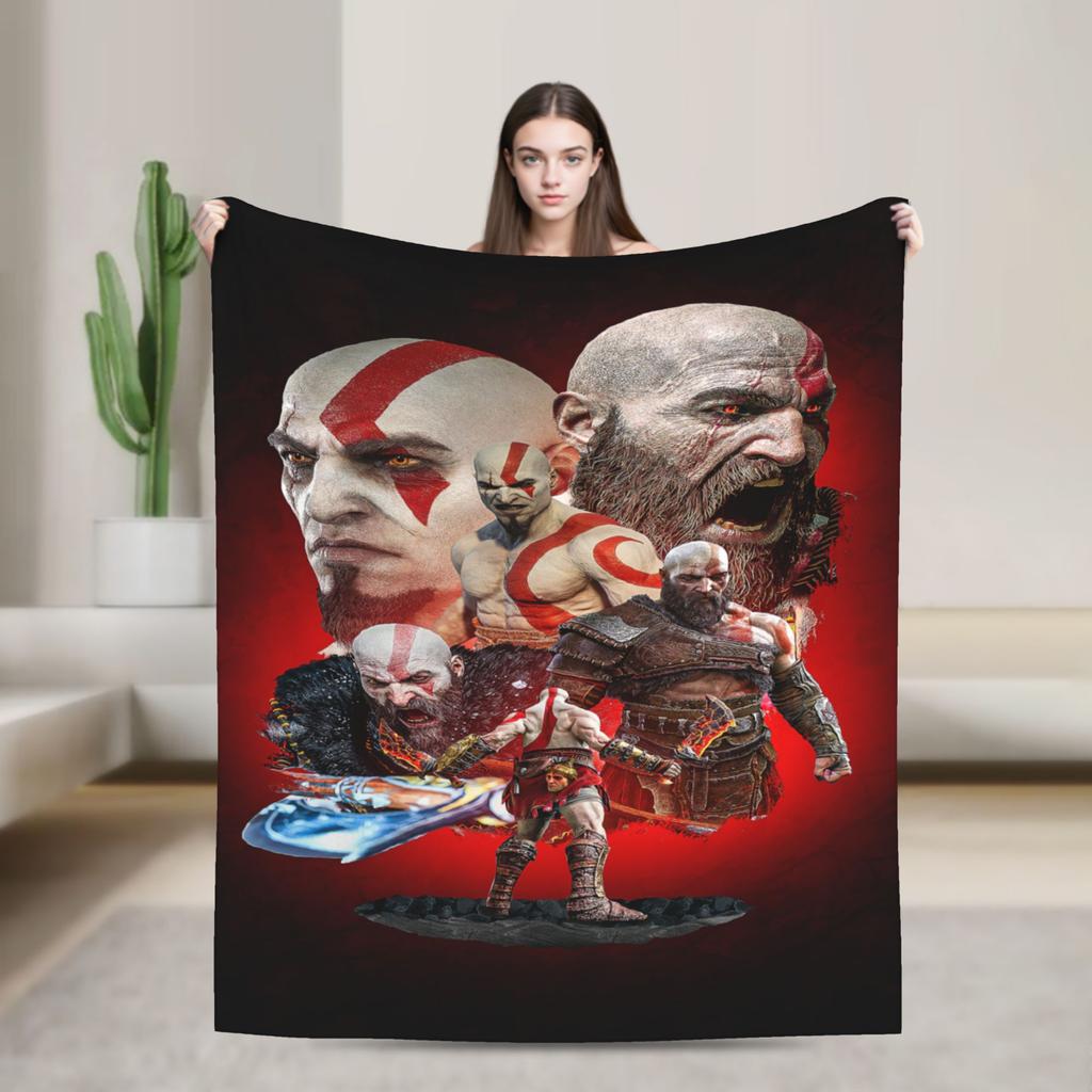 God of War Game Gamers Kratos Blanket Camping Flannel Throw Blanket For Couch Chair Super Warm Bedspread Birthday Present