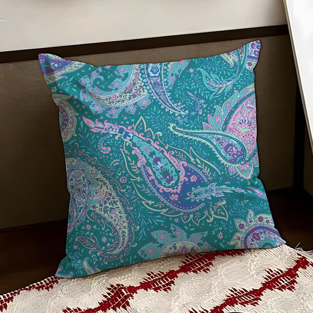 Paisley Bandana Pattern Cushion Cover Reversible Soft Durable Pillow Cover Home  Car MultiScene Use for Daily Comfort