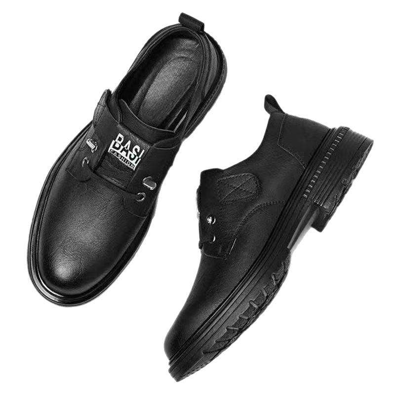 2025 Autumn Men's Trendy British Style Leather Shoes - Versatile Black/Brown Casual & Work Footwear