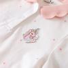 Girls Cotton Long Sleeve Polo Shirt White with Pink Collar And Cute Cartoon Patch Kids' Fashion Top for Ages 2-6