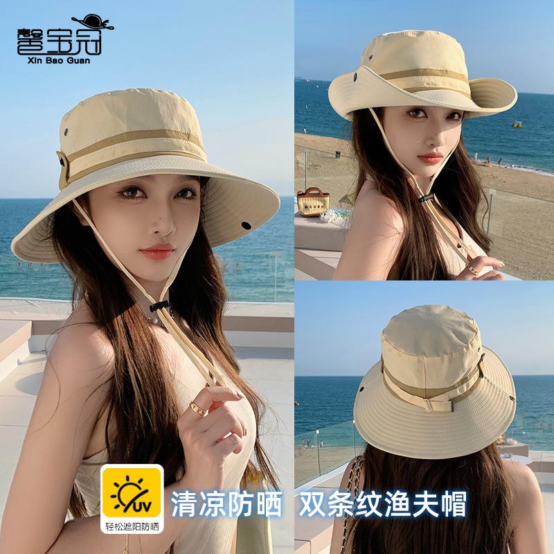 Spring and summer sun hat children outdoor mountaineering sports breathable sun protection hat fashion versatile big eaves bucket hat