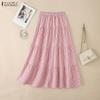 ZANZEA Women Casual Elastic Waist Loose Stripe Long Skirts