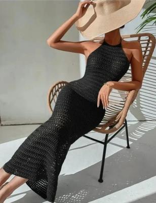 Women's Seaside Beach Dress, European And American Knitted Long Dress
