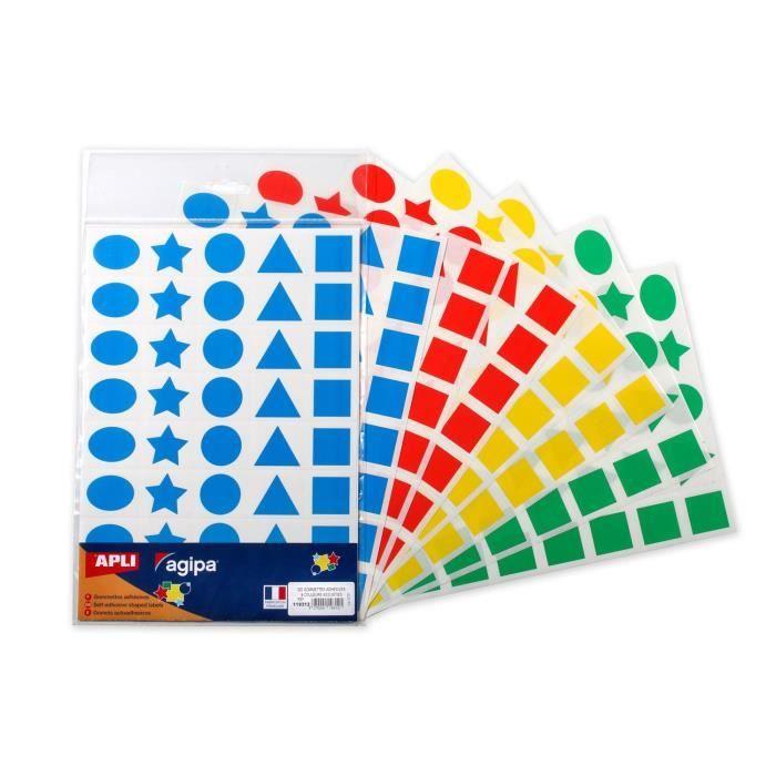 Pochette de gommettes - AGIPA - 320 gommettes - Assorties - Adhésif permanent - 10 feuilles