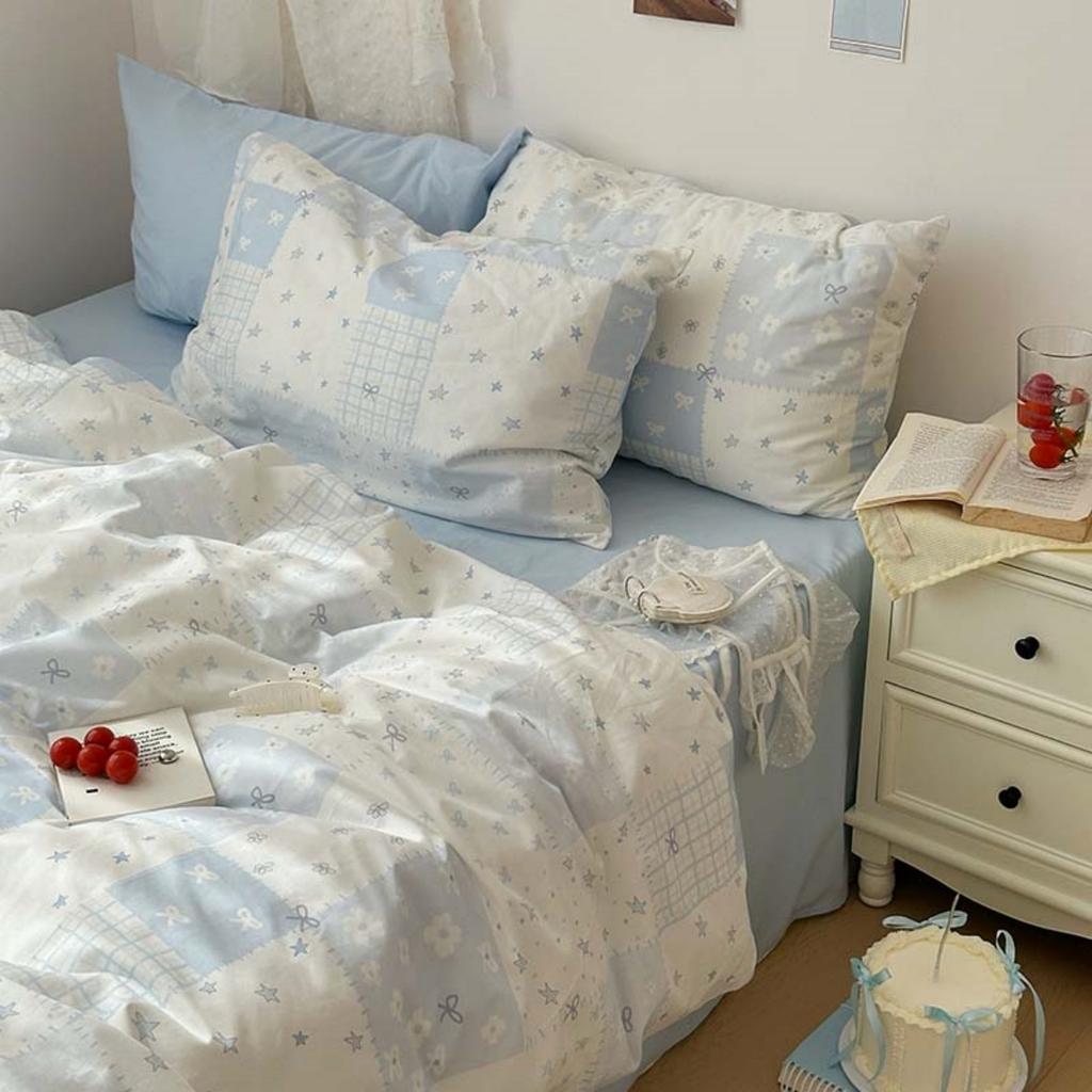 3pcs  Blue Duvet Cover Set (1*Duvet Cover + 2*Pillowcase, Without Core), Blue Bedding Set, Soft Comfortable