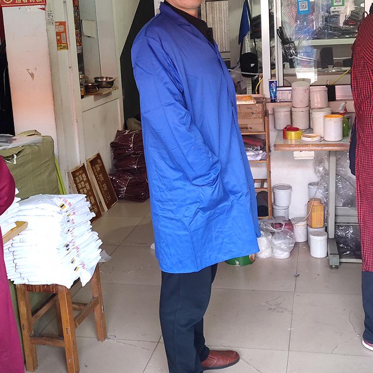 Unisex Dustproof Blue Workwear Robe with Printing & Embroidery