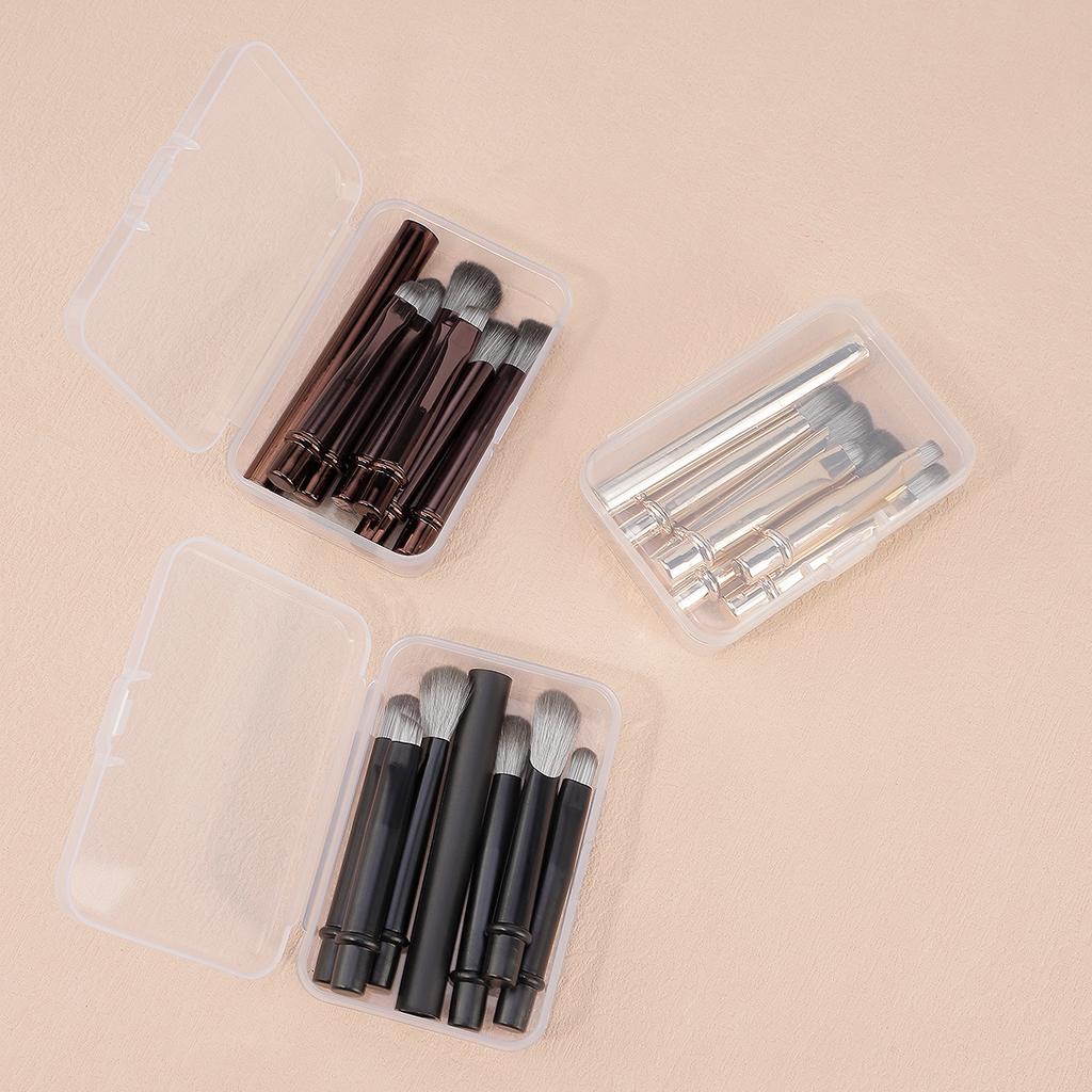 6 Convenient Mini Travel Makeup Brush Set Removable Replacement Brush Head, Nose Shadow Brush Concealer Brush Eyeshadow Brush