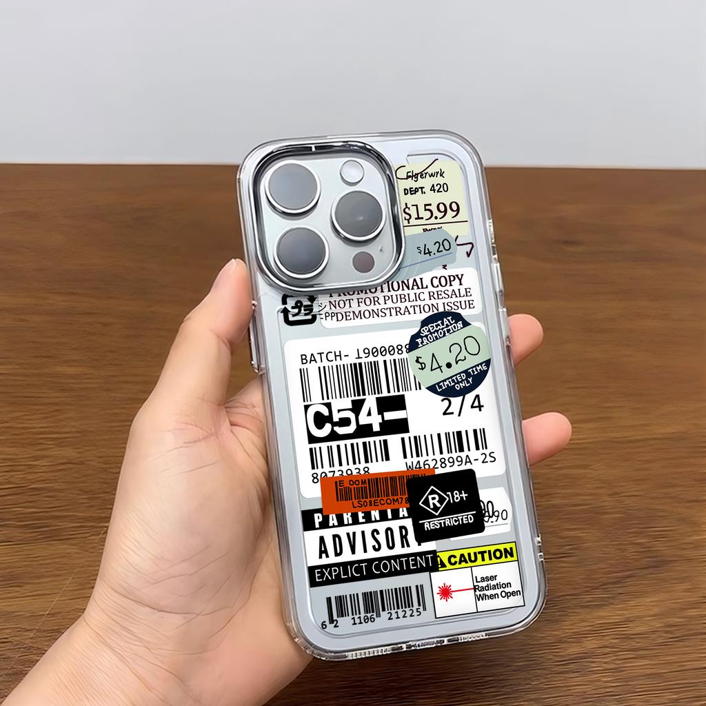 Luxury Stamp Label Barcode Phone Case for Xiaomi Redmi A3 A5 10C 12 13 13C 14C Note10 12 13 14 Pro Plus 4G 5G Transparent Cover