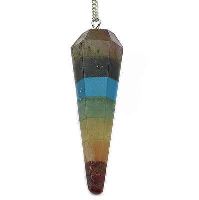 Multi Stone 7 Chakra 12 Sided Charged Reiki Healing Stone Pendulum Dowsing Energy