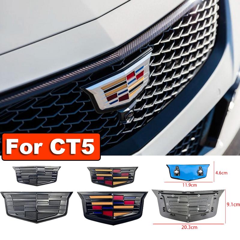 2 PEZZI Per Cadillac CT5 Logo ABS Copertura Emblema Griglia Anteriore Auto Adesivi Distintivi Baule Posteriore Accessori Esterni Auto