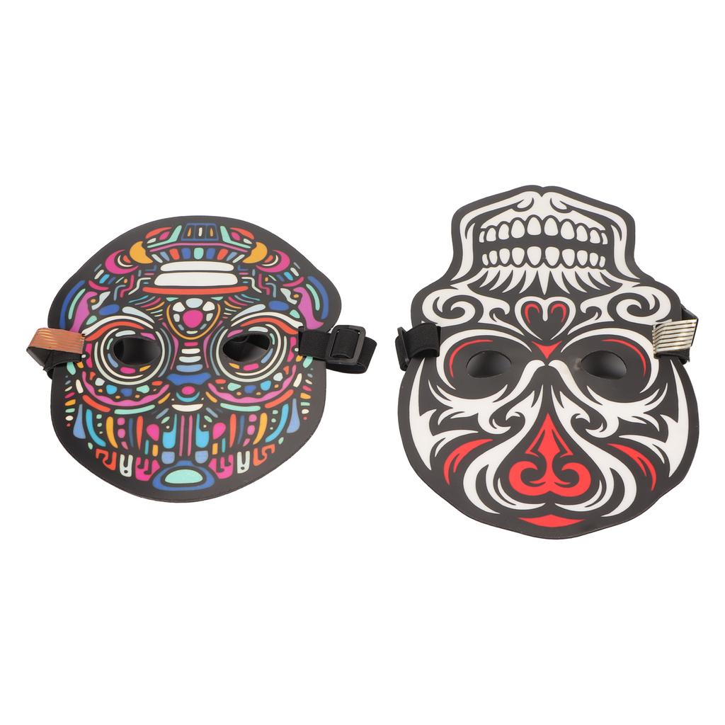 LED Face Cover Voice Control Adjustable Size Light Up Face Cover for Halloween Party Cosplay 2pcs