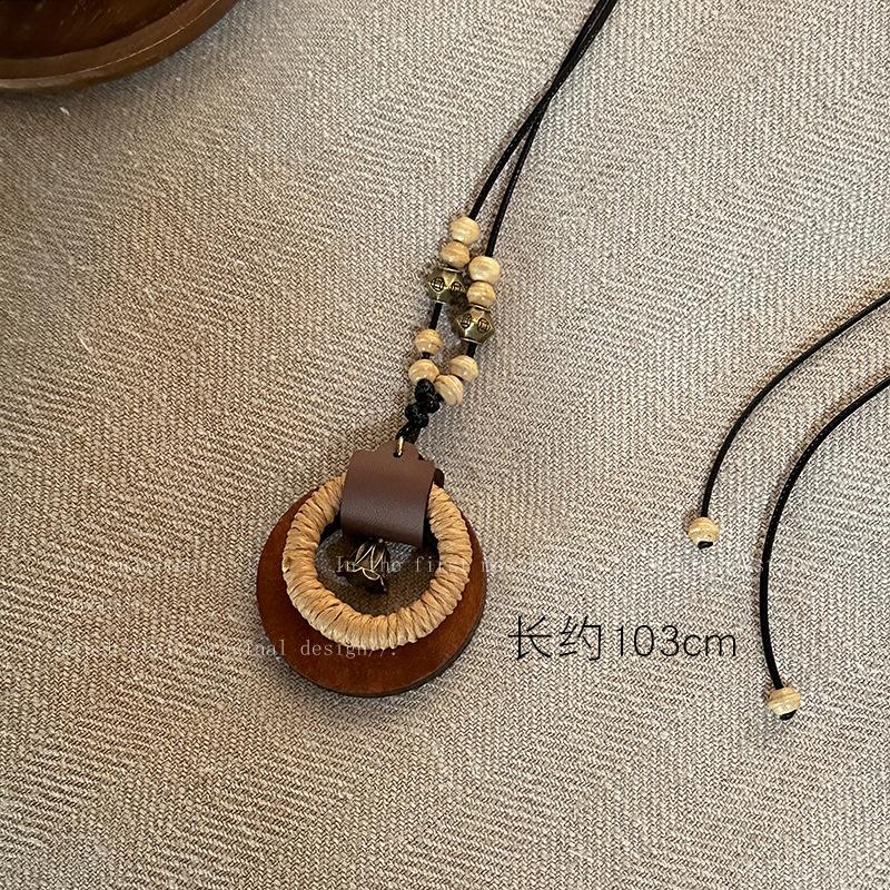 

Новий китайський дзен бронзовий кулон-перо жіночий богемний етнічний стиль двошаровий довгий ланцюжок для светра аксесуари