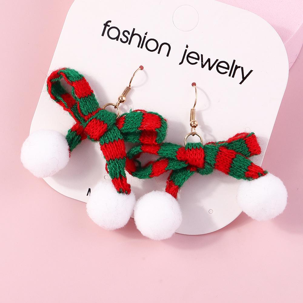 2023 Christmas Antler Plush Earrings with Bowknot - European and American Design