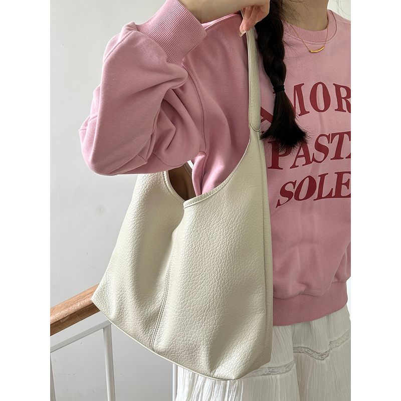 

Bag Female South Korea Fashion Soft Leather Work Underarm Bag Rice White