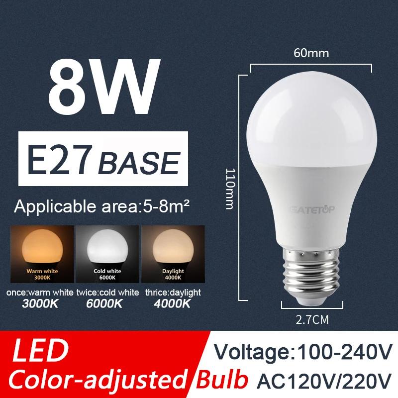 LED 3 Farbig einstellbare Glühbirne AC110 AC220 E27 B22 8W-24W CCT Speicherfunktion Farbtemperatur-Reset Licht für Innenbeleuchtung