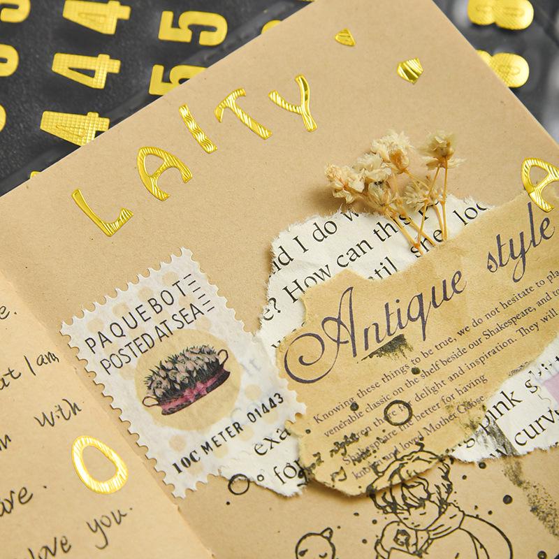 Stickere Creative cu Alfabet și Numere cu Ștanțare la Cald pentru Jurnale și Proiecte DIY