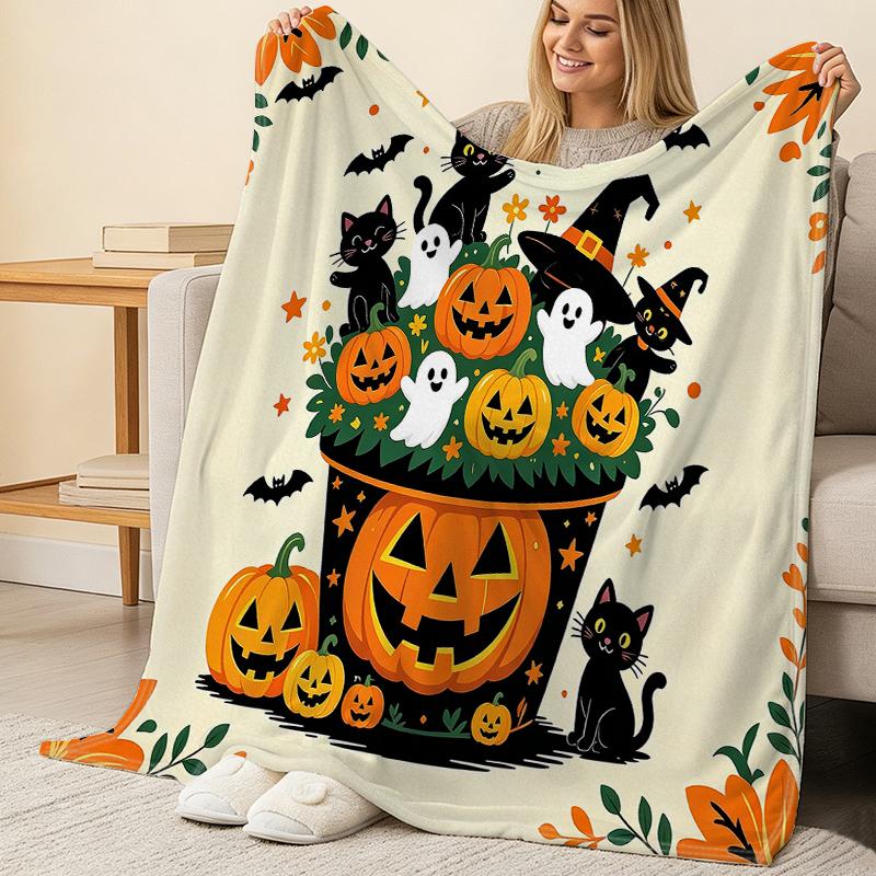 Halloween Christmas Themed Flannel Fleece Blanket Soft, Cozy, Warm Fuzzy Throw for Bedroom, Living Room & Holiday Home Decor