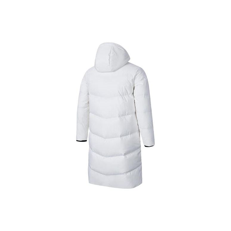 Anta Comprehensive Training Series Solid Color Zipper Hooded Mid-Length Down Jacket Women Outerwear Paper-White 162417903-1