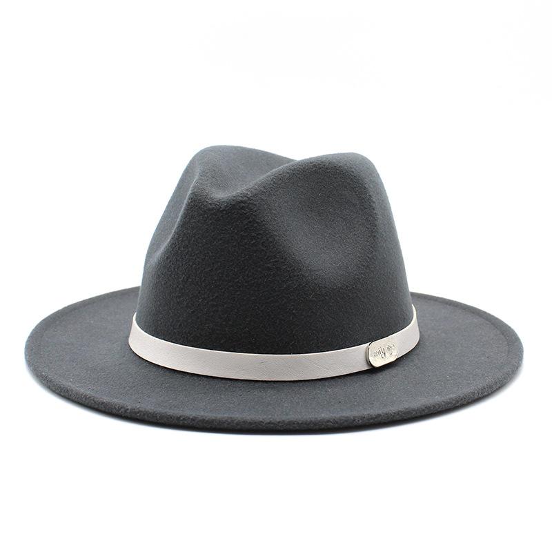 Top Hat British Classic Jazz Hat Wool Hat Big Eave Hat Versatile Flat Edge Hat Felt Hat