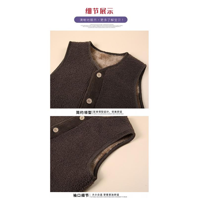 Women Fleece Vest Senior Thick Warm Sleeveless Waistcoat For Autumn Winter