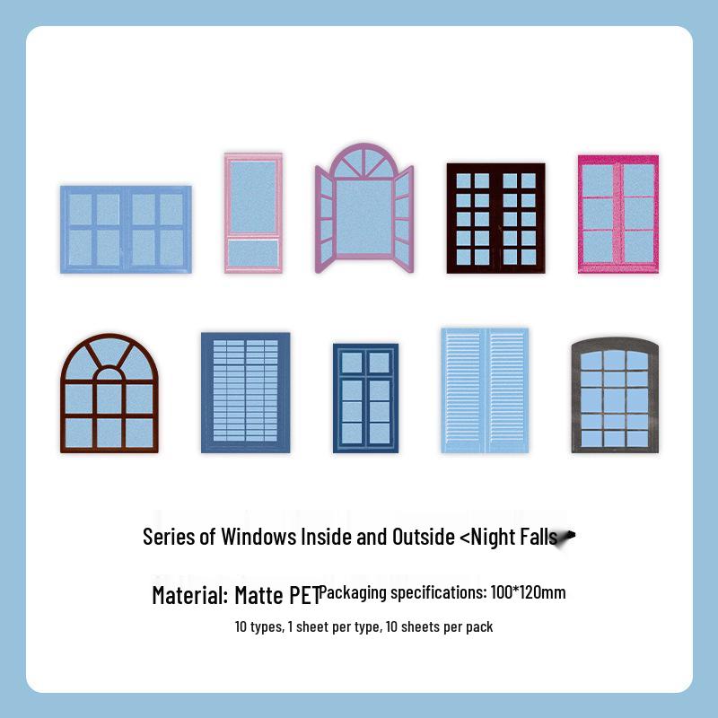 PaperMore PET Sticker Pack: Window Inside/Outside Series for DIY Scene & Journal Decoration