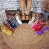 Damen geflochtene Canvas Plateau-Sandalen - Sommer elastischer Riemen, Reißverschluss hinten, zum Hineinschlüpfen.