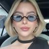 Rice Nail Oval Steampunk Small Frame Sunglasses - 2024 Street Style for Women