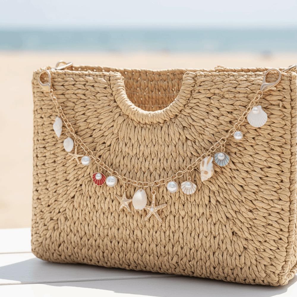 DIY Decoration Starfish Conch Pearl Bag Pendant Metal Chain Key Chain Bag Charms Accessory Lanyard Bohemian Style Bag Chain