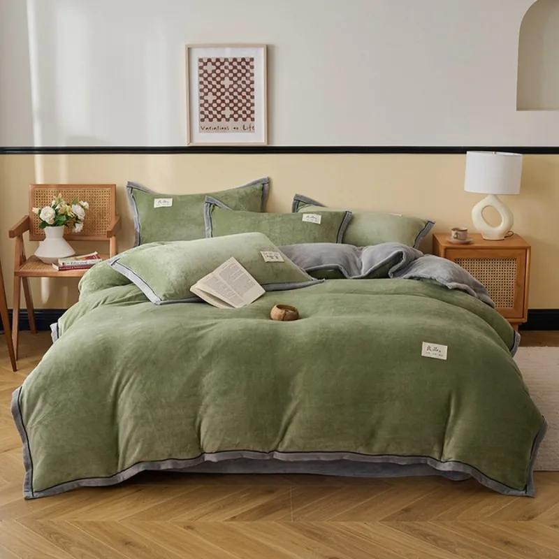 

2025 серия хороших продуктов молочный флис широкий край теплый набор из четырех предметов утолщенный двойной шнур из пеньковой веревки широкий подрубочный комплект 1.2m sheet 3pcs