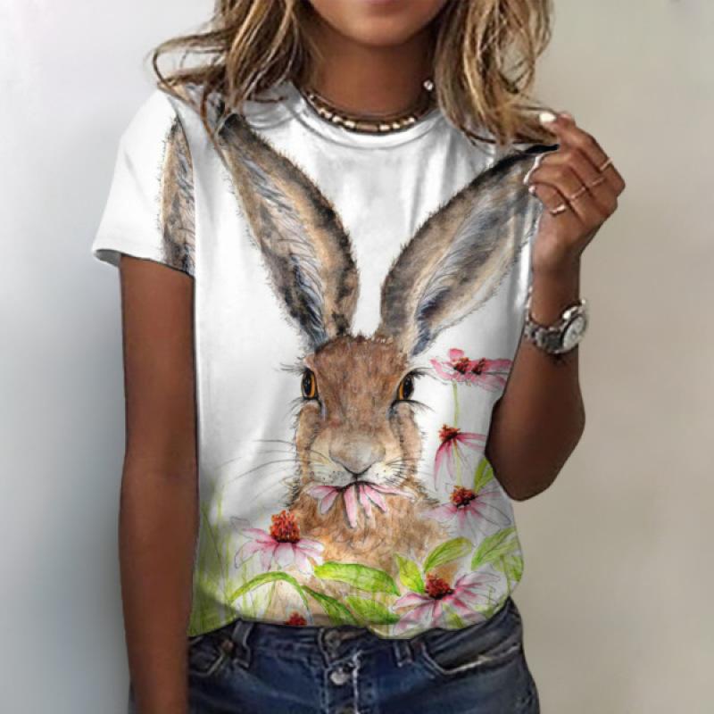 Женская футболка с 3D принтом кота и летним элементом — фото 15